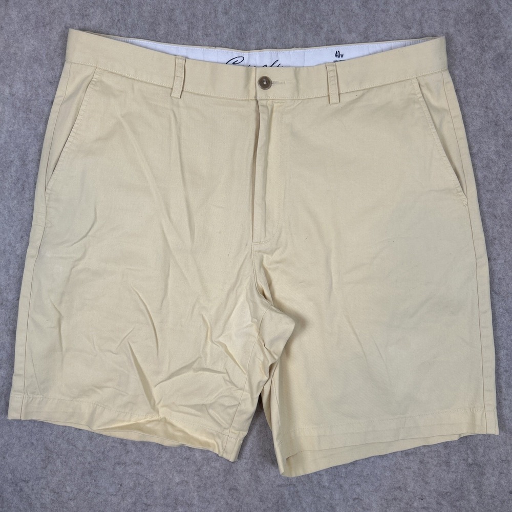 Roundtree & Yorke Casual Mens Shorts 40W Yellow Flat Front